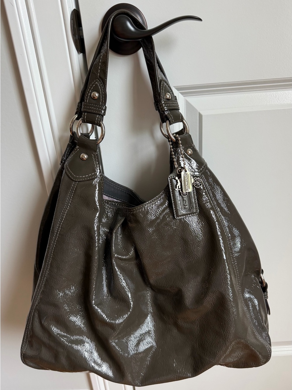 Coach Glossy Maggie Patent Leather Shoulder Hobo - Picture 5 of 11